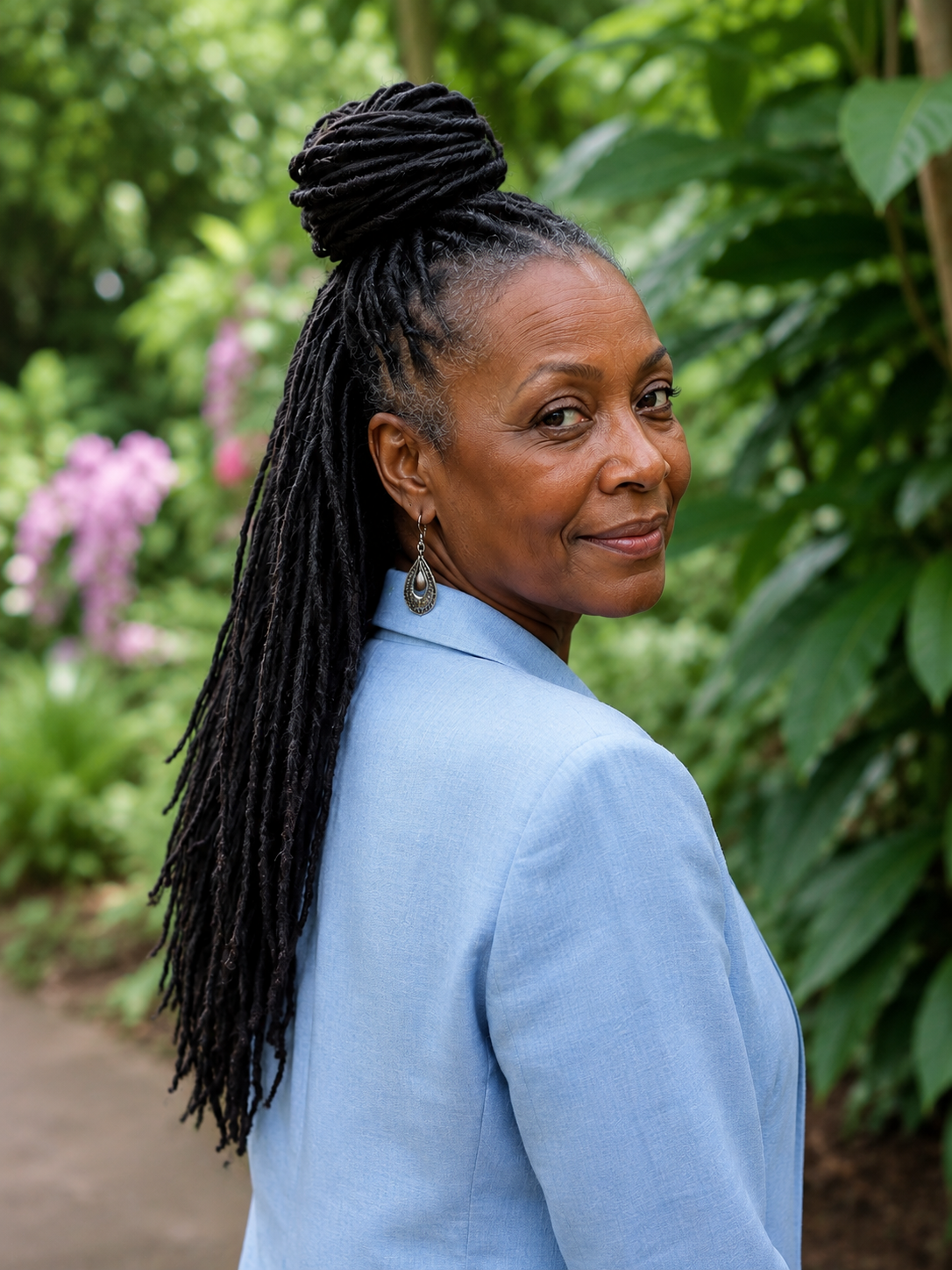 19 Half-Up Loc Bun Hairstyles for Women Over 60
